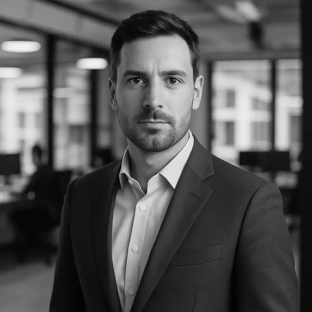 Portrait of a male business client in a modern tech office