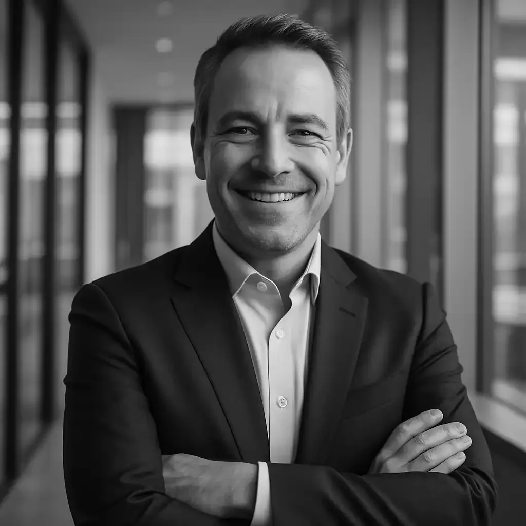 Portrait of a satisfied business client in a sleek modern office